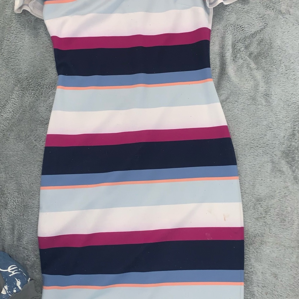 Belle Sky White and Pink One Shoulder Sheath Dress